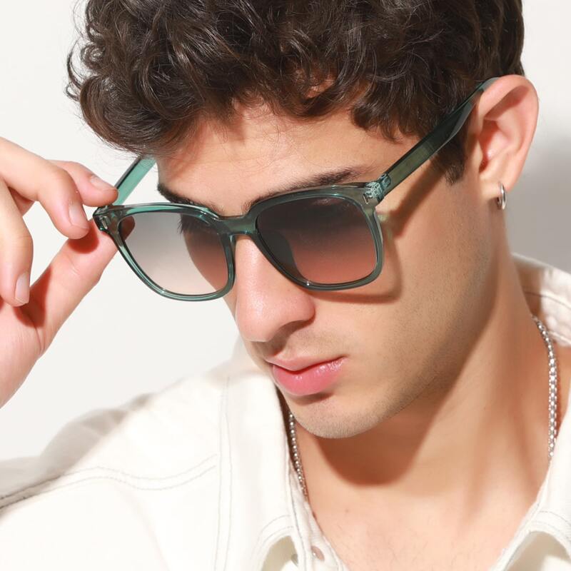 

Guys Square Frame Sunglasses, Green