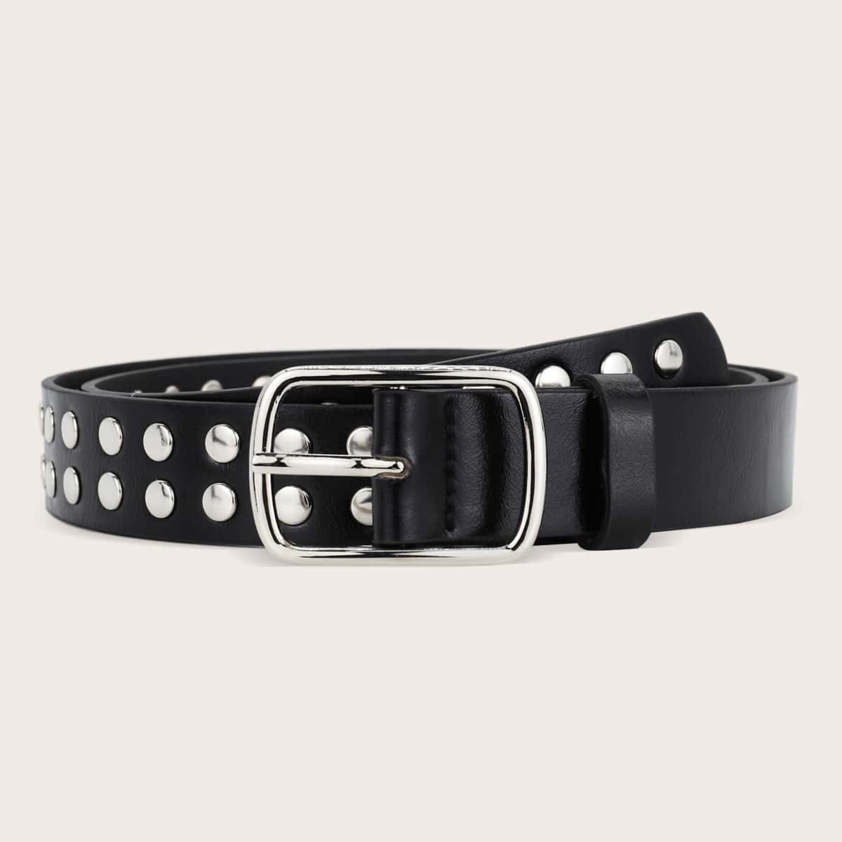 

Studded Decor PU Belt, Black