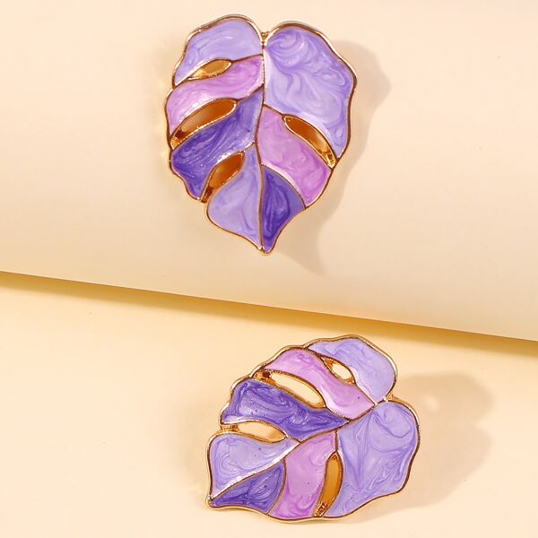 

Leaf Shaped Stud Earrings, Purple