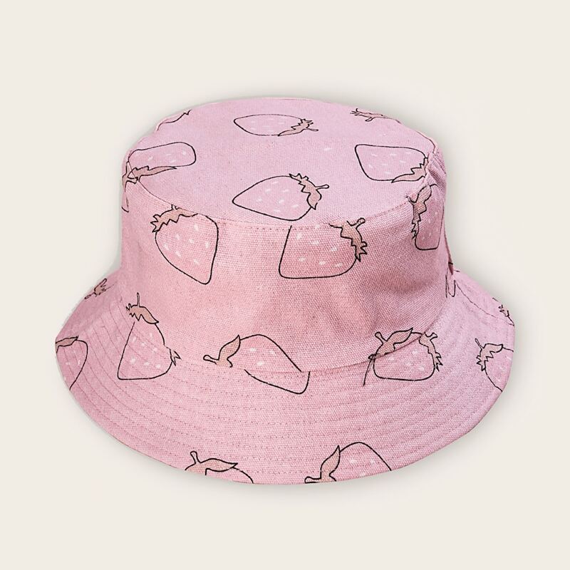 

Strawberry Pattern Bucket Hat, Pink