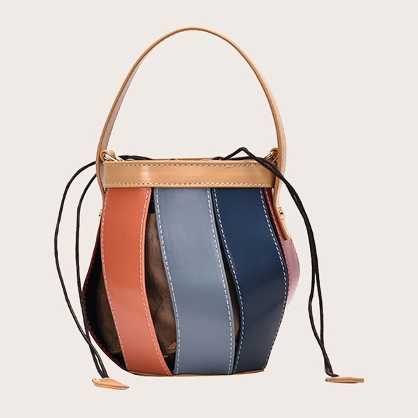 

Colorblock Satchel Bag With Inner Pouch, Multicolor