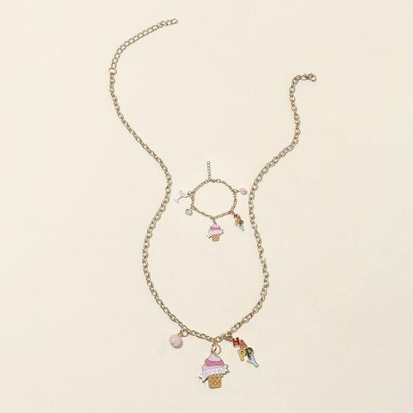 

2pcs Girls Letter Charm Jewelry Set, Multicolor
