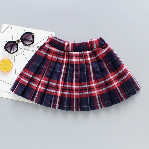 

Плиссированная юбка в клетку для девочек, Многоцветный
