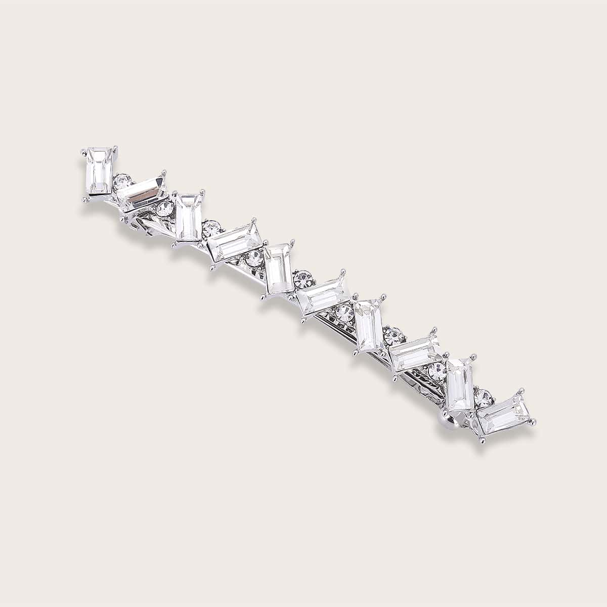 

Rhinestone Engraved Hair Clip, Silver