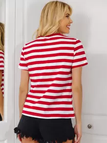 SHEIN LUNE Striped Print Tee