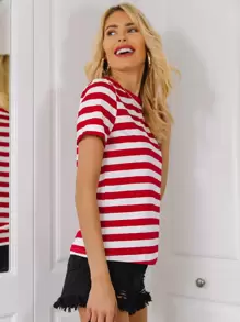 SHEIN LUNE Striped Print Tee