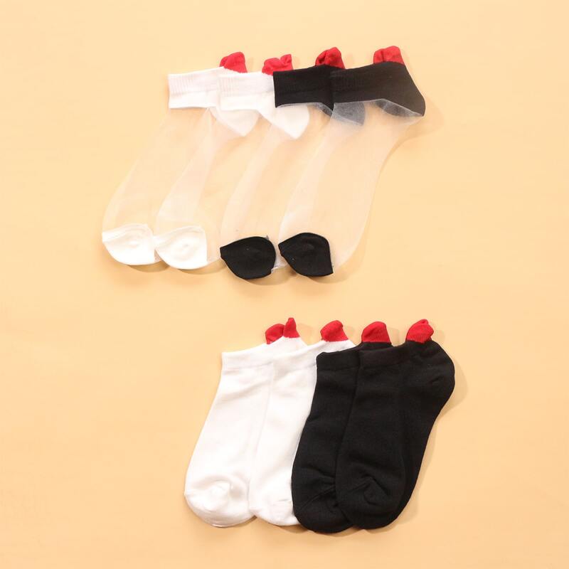 

4pairs Heart Design Socks, Black and white