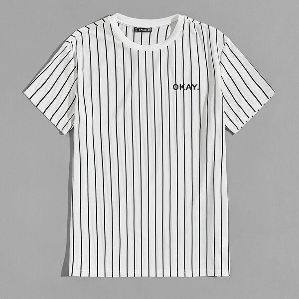 

Men Okay Graphic Striped Tee, White