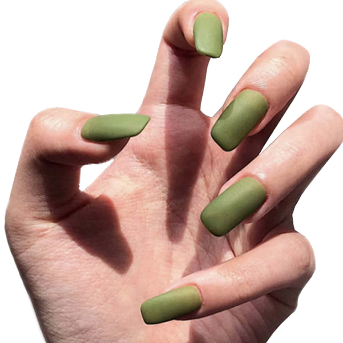 

24pcs Frosted Fake Nail & Double-sided Tape, Green