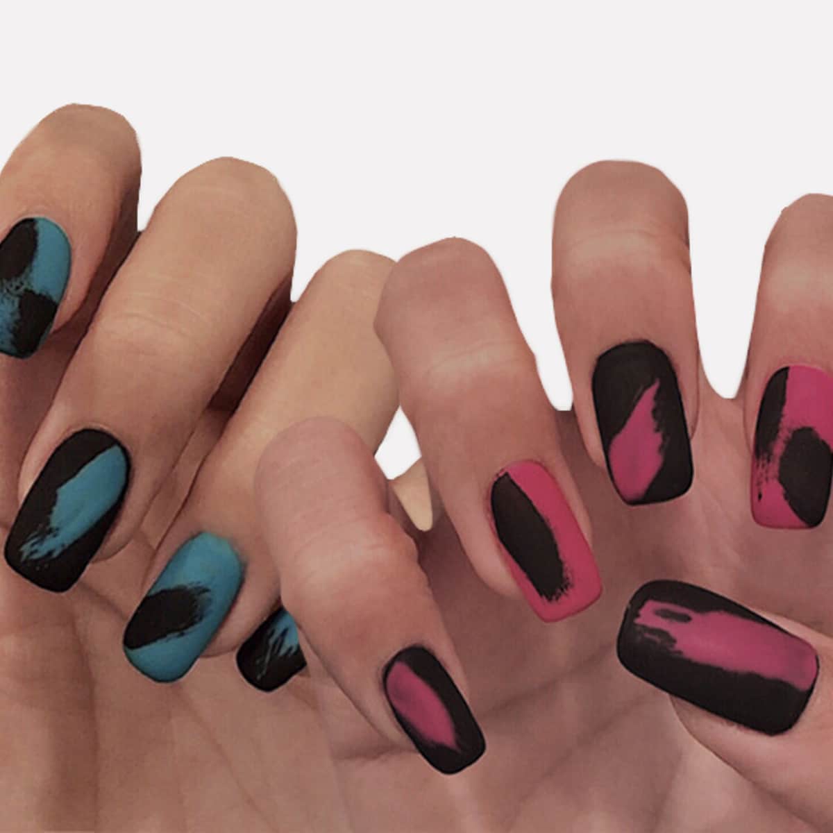 

24pcs Tie Dye Fake Nail & Double-sided Tape, Multicolor