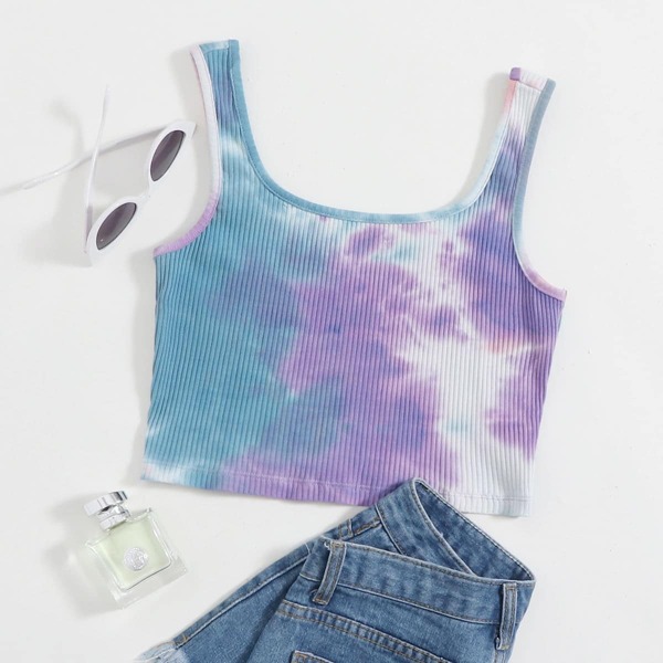 

Tie Dye Rib-knit Top, Multicolor