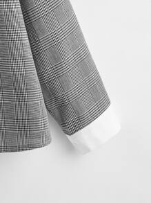 Camisa de espalda con abertura de ojo de cuello en contraste de cuadros - Gris - Ver 4