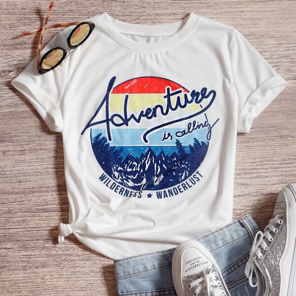 

Mountain & Letter Graphic Tee, White