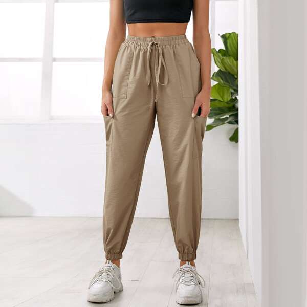 

Solid Knot Front Sweatpants, Khaki