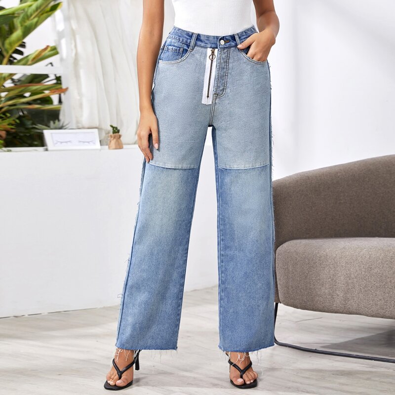 

Light Wash Zip Front Wide Leg Jeans