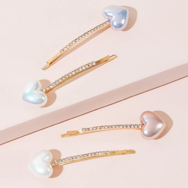 

4pcs Rhinestone Engraved Hair Clip, Gold
