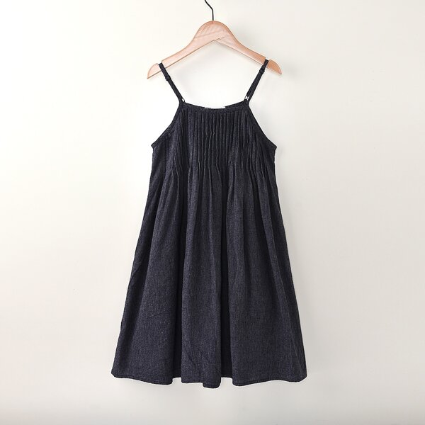 

Girls Pintucks Detail Cami Dress, Navy blue