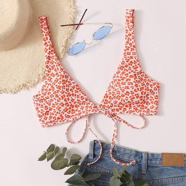 

Allover Print Bikini Top, Orange