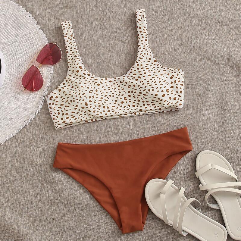 

Dalmatian Scoop Neck Bikini Swimsuit, Multicolor
