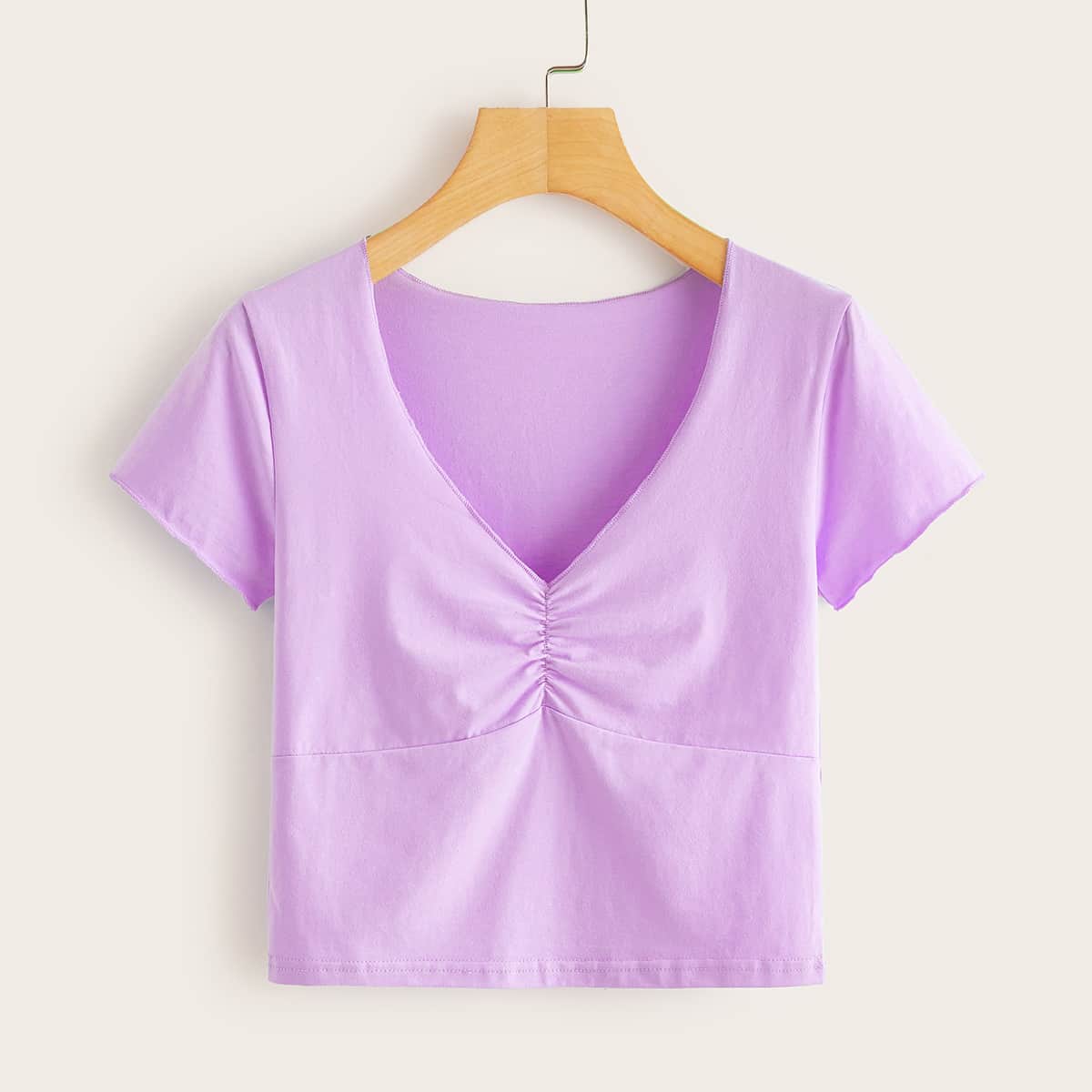 

Ruched Purple Crop Tee