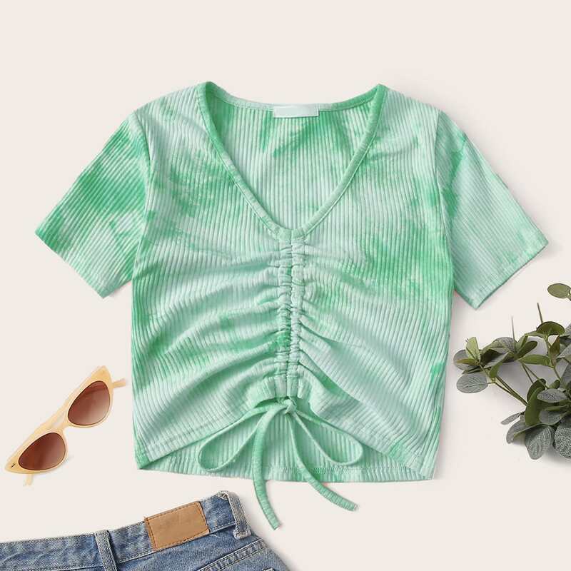 

Tie Dye Drawstring Tee, Green