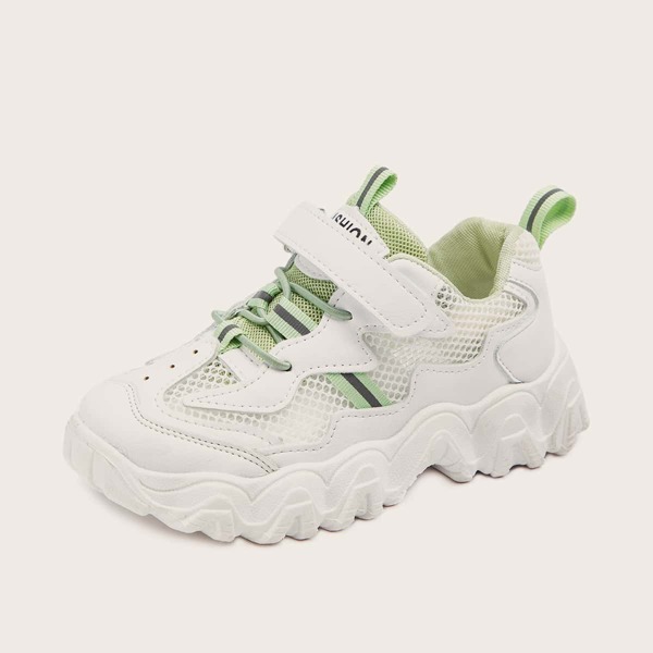 

Girls Lace-up Front Mesh Panel Sneakers, Green