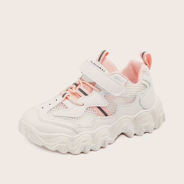 

Girls Lace-up Front Mesh Panel Sneakers, White