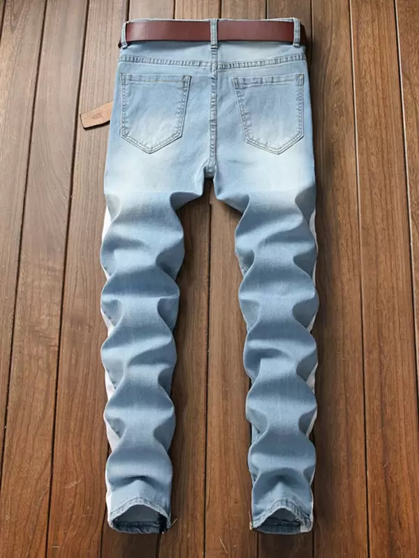 colorblock ripped jeans