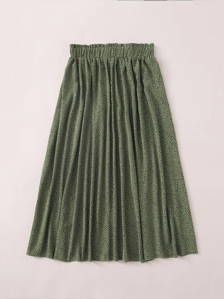 Dalmatian Print Flared Midi Skirt