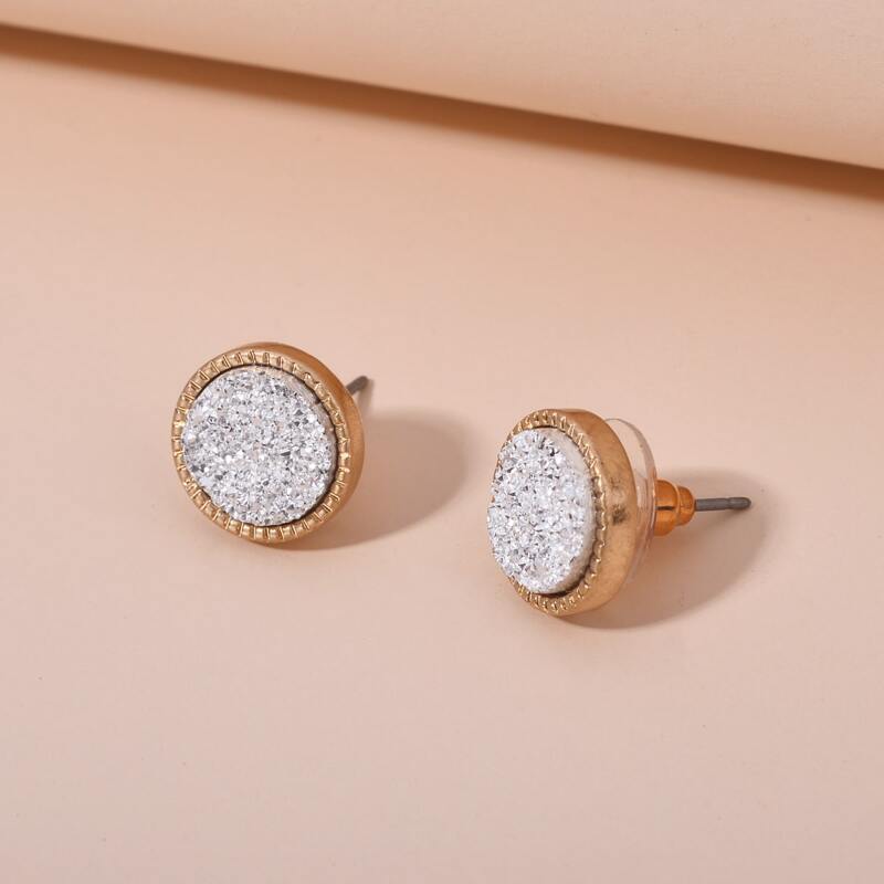 

Round Stud Earrings, Silver
