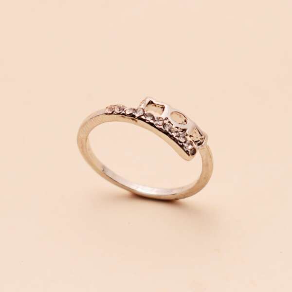 

Rhinestone Decor Decor Ring, Silver