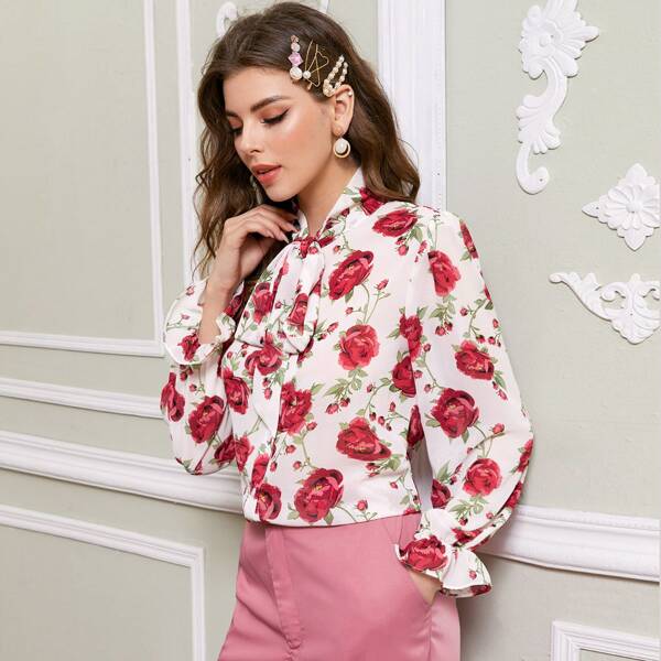 

Блуза с цветочным принтом, Многоцветный