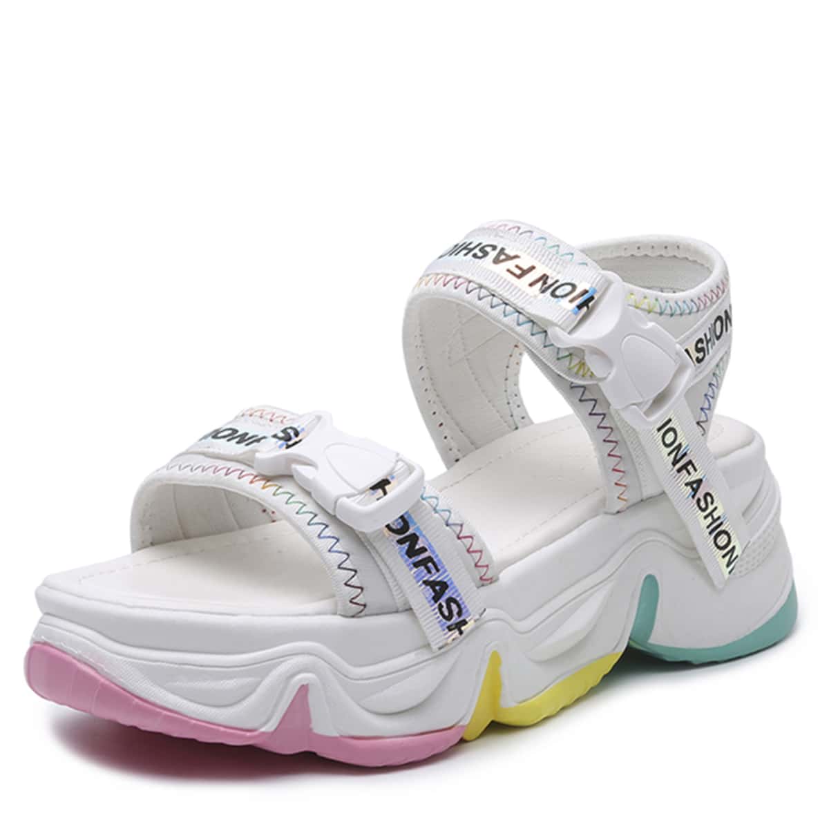 

Letter Graphic Chunky Sole Sandals, White