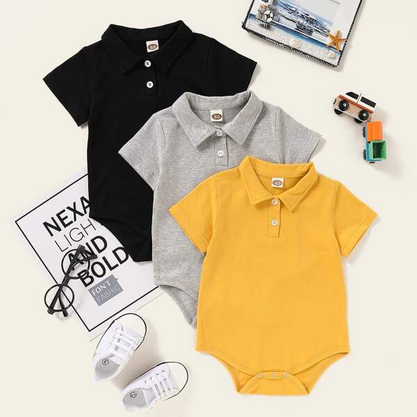 

Baby Boy 3pcs Polo Collar Bodysuit, Multicolor