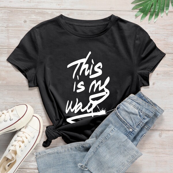 

Slogan Graphic Short Sleeve Tee, Black