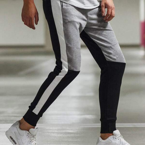 

Men Cut And Sew Slant Pocket Sweatpants, Multicolor