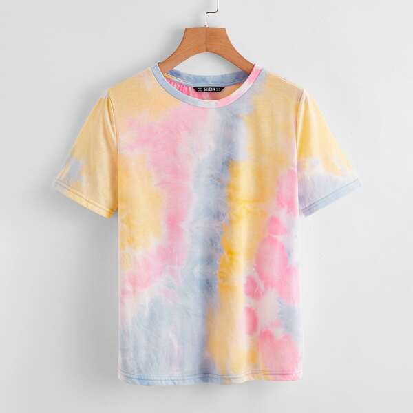 

Round Neck Tie Dye Tee, Multicolor