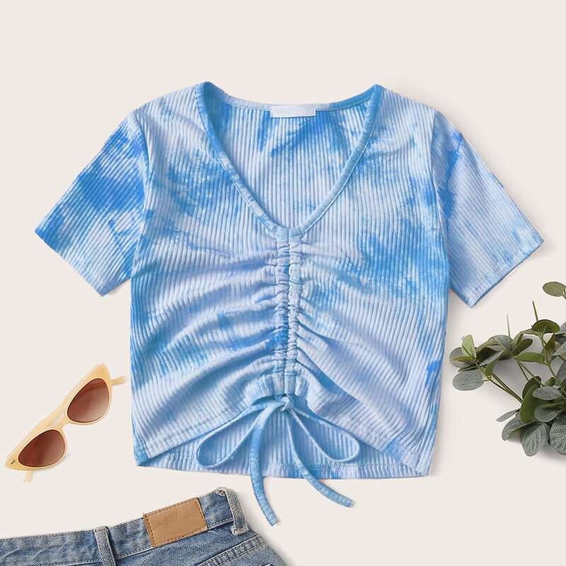 

Tie Dye Drawstring Tee, Blue