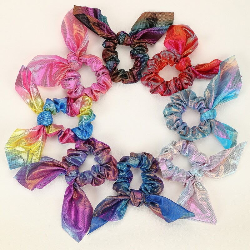 

8pcs Colorful Bow Scrunchie, Multicolor