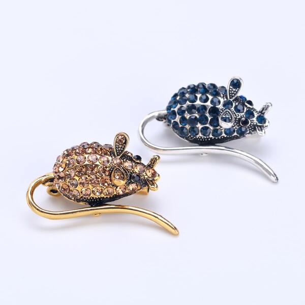 

2pcs Mouse Design Brooch, Multicolor