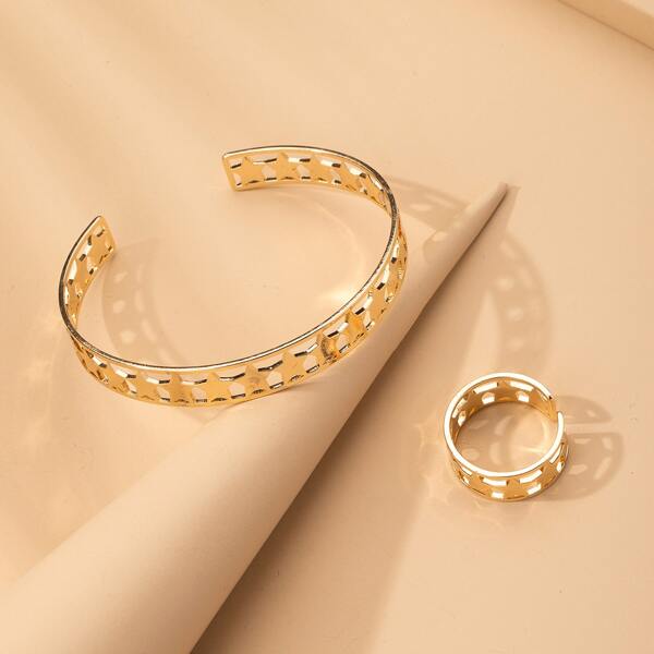 

2pcs Star Design Jewelry Set, Gold
