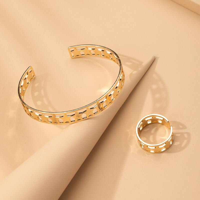 

2pcs Star Design Jewelry Set, Gold