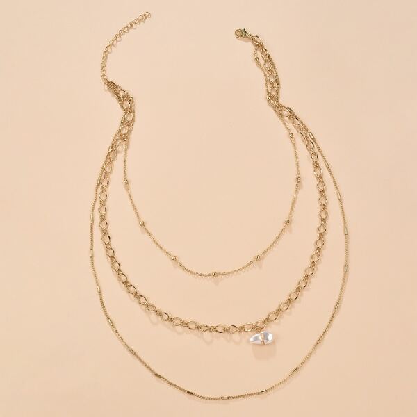 

Stone Charm Layered Necklace, Gold