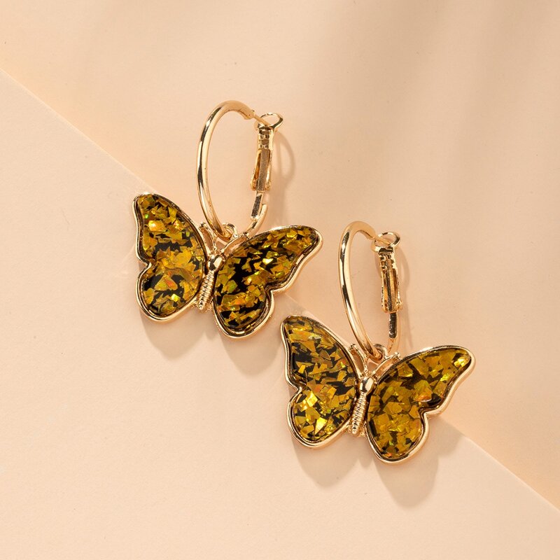 

Butterfly Charm Drop Earrings, Multicolor