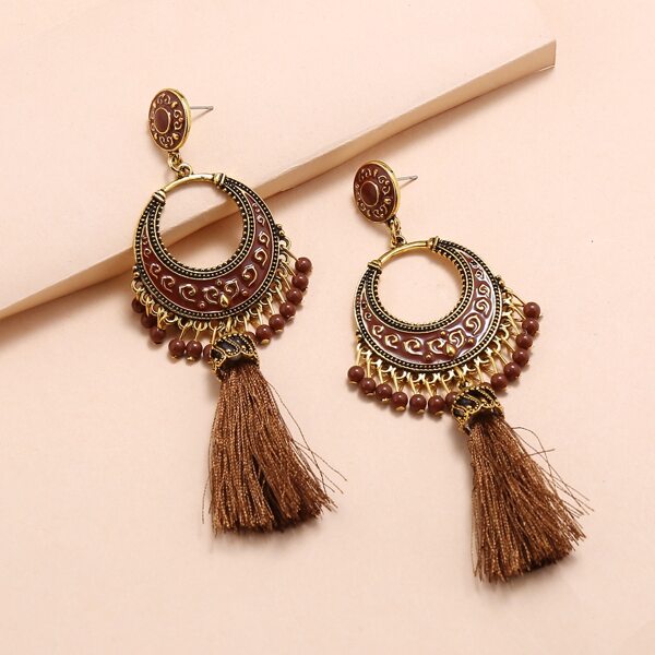 

Tribal Tassel Drop Earrings, Gold