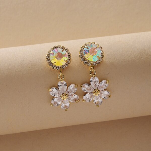 

Серьги-подвески с подвеской цветка, Золотистый