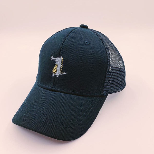 

Toddler Kids Cartoon Dinosaur Embroidered Baseball Cap, Black