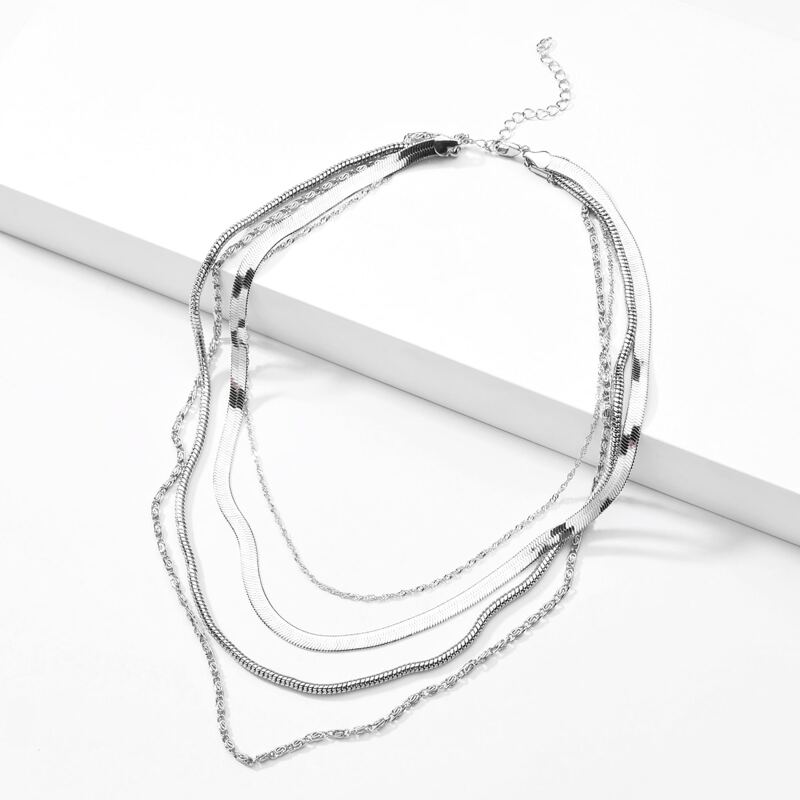 

Metal Layered Necklace, Silver