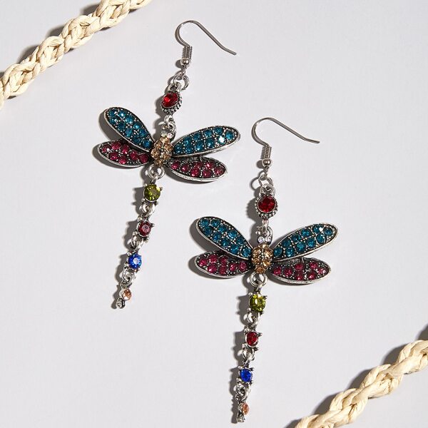 

Dragonfly Charm Drop Earrings, Silver