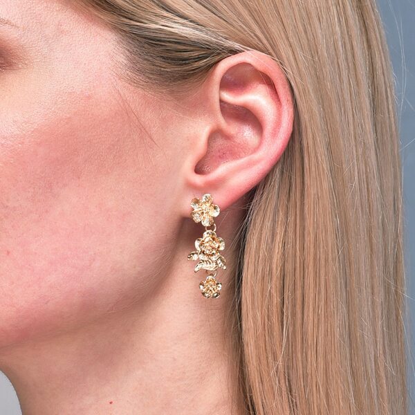

Floral Charm Drop Earrings, Gold